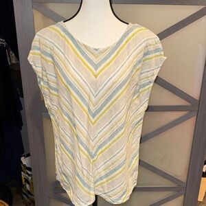 Coldwater Creek Chevron Striped Top - Yellow, Blue, White